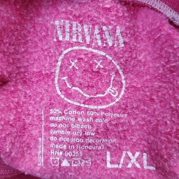 NIRVANA Bright Pink Sweatshirt Heavyweight Drop Shoulder Oversized Size L/XL - Picture 12 of 16